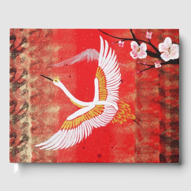 Livro De Visitas Pintor vermelho sakura japonês (Frente)