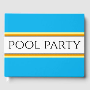 Livro De Visitas PISCINA PARTY Blue Yellow Racing Stripes