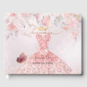 Livro De Visitas PixDezines Quinceanera Blush Dress Rosa Sweetpeas