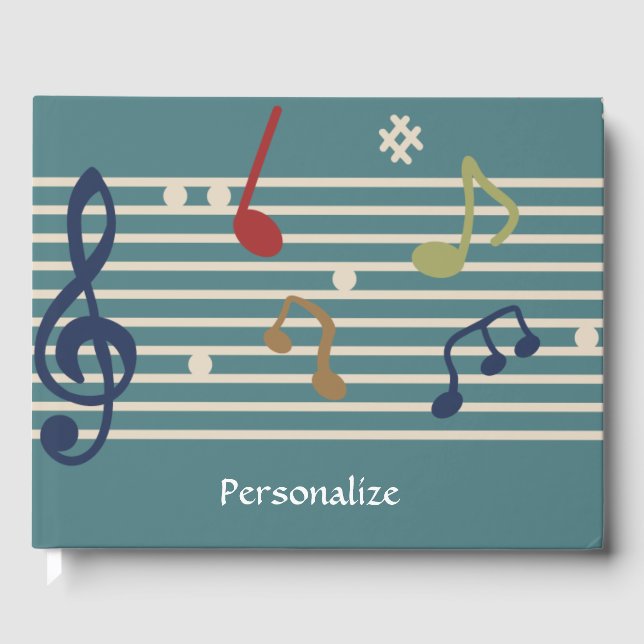 Livro De Visitas Planilha de Notas Musicais Personalizadas (Frente)