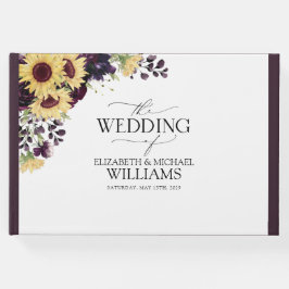 Livro De Visitas Plum Purple Plum Sunflower Watercolor