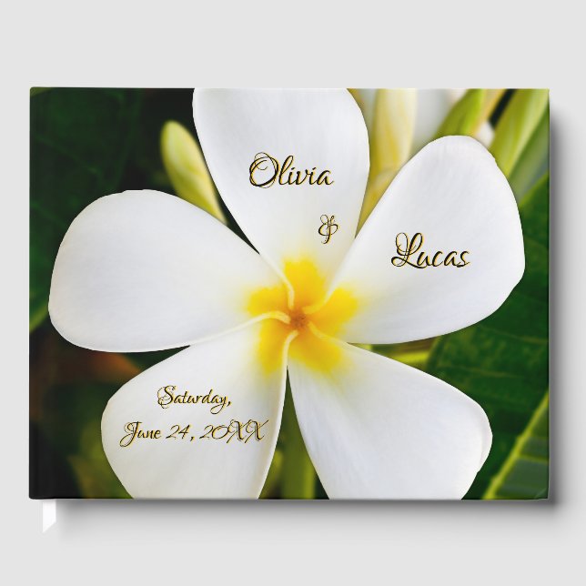 Livro De Visitas Plumeria Branca Tropical - Novos Começos - Casamen (Frente)