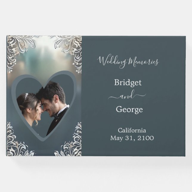 Livro De Visitas poeira azul deco ornamentado quadro (Frente)