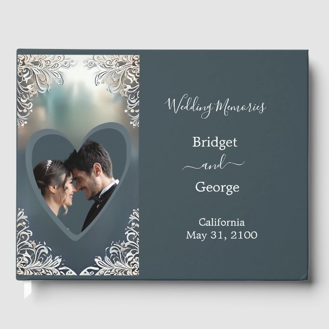 Livro De Visitas poeira azul deco ornamentado quadro (Frente)