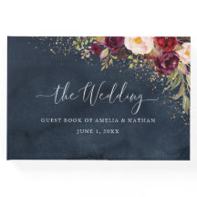 Poeira Dourada Burgundy Naval Floral Casamento