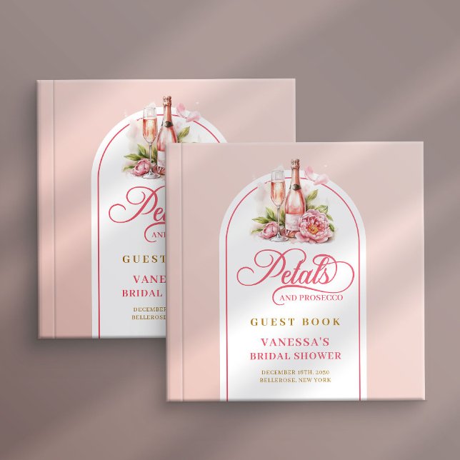 Livro De Visitas Polished blush and gold petals prosecco Bridal (Polished blush and gold petals prosecco Bridal Guest Book)
