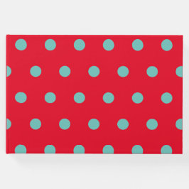 Livro De Visitas Polka Dot Guest Book (Red & Aqua)