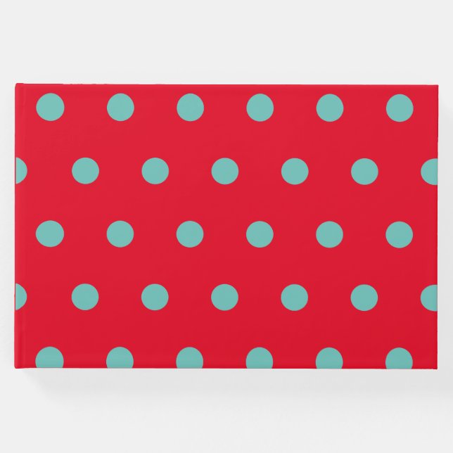Livro De Visitas Polka Dot Guest Book (Red & Aqua) (Frente)