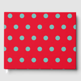 Livro De Visitas Polka Dot Guest Book (Red & Aqua)