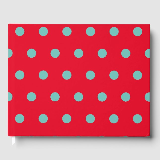 Livro De Visitas Polka Dot Guest Book (Red & Aqua) (Frente)