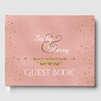 Livro De Visitas Pontas de Confetti de Casamento de Folha de Ouro E