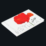 Livro De Visitas PoPPY Collection 50th Birthday Guest Book<br><div class="desc">Linda ilustração do Red Poppy. Livro de convidado do cobrir design no duro com texto para o 50º Aniversário para personalizar. Você pode facilmente alterar o texto (fonte,  cor,  tamanho e posição) clicando no botão personalizar. Aniversário correspondente,  salvar a data (cartão postal) e os produtos para casa,  acessórios... </div>