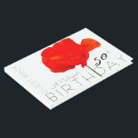 Livro De Visitas PoPPY Collection 50th Birthday Guest Book<br><div class="desc">Linda ilustração do Red Poppy. Livro de convidado do cobrir design no duro com texto para o 50º Aniversário para personalizar. Você pode facilmente alterar o texto (fonte,  cor,  tamanho e posição) clicando no botão personalizar. Aniversário correspondente,  salvar a data (cartão postal) e os produtos para casa,  acessórios... </div>