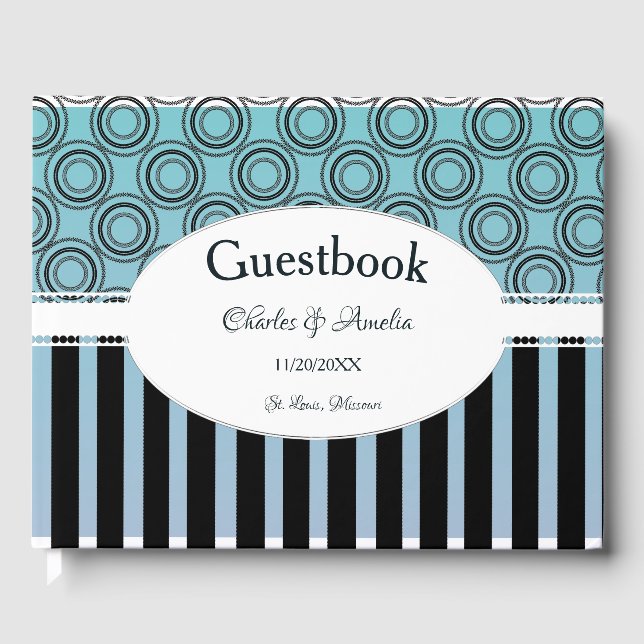 Livro De Visitas Posh Teal e Blue Weding Day Guestbook (Frente)