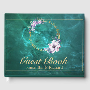Livro De Visitas Poster de Casamento Verde Elegante