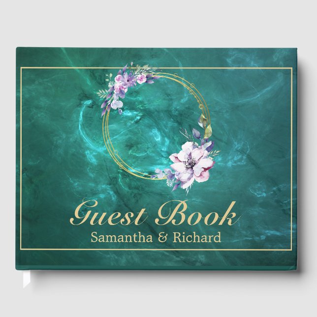 Livro De Visitas Poster de Casamento Verde Elegante (Frente)