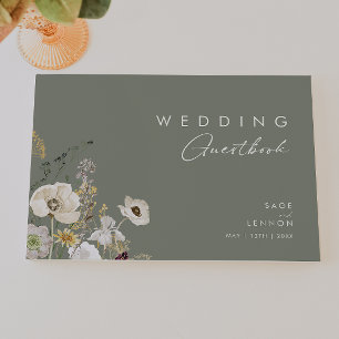 Livro De Visitas Prado de flor selvagem Sage Green Wedding