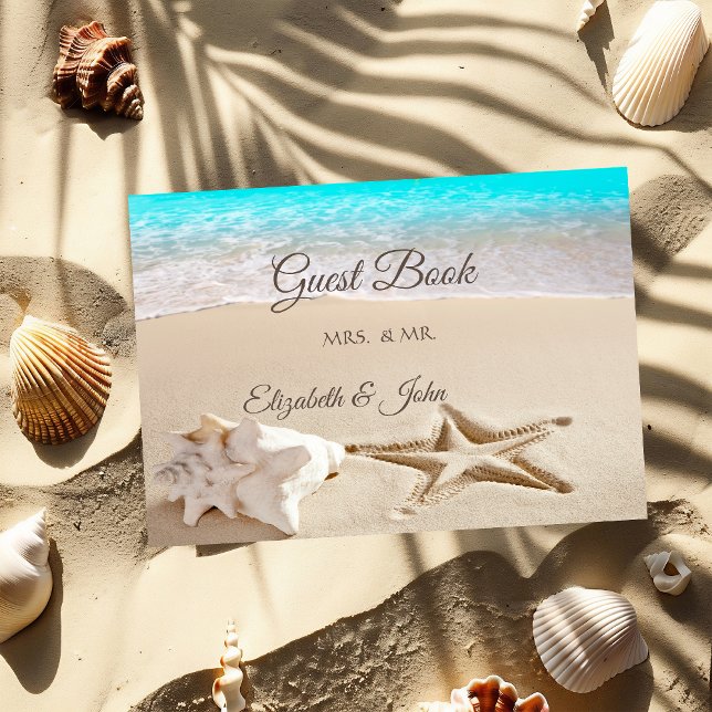 Livro De Visitas Praia Tropical,Seastar,Casamento de Seashell (Criador carregado)
