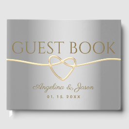Livro De Visitas Prata e Dourado Casamento