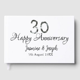 Livro De Visitas Prata Metálico 30º Feliz aniversário adicionar nom