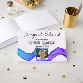 Livro De Visitas Precipitação Feliz Azul Púrpura Aquarela Personali