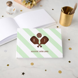 Livro De Visitas Preppy Pickleball Stripes Wedding