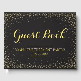 Livro De Visitas Preto com Confetti Guest Book Dourado