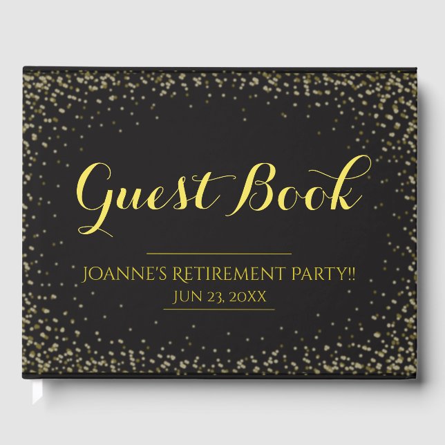 Livro De Visitas Preto com Confetti Guest Book Dourado (Frente)