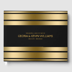 Livro De Visitas Preto & ouro listra a beira
