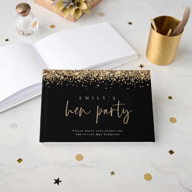 Livro de Visitas Preto para Festa de Noiva com Gla (Frente aberta)