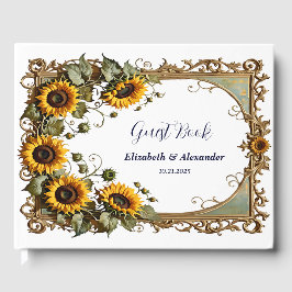 Livro De Visitas Pretty Yellow sunflower with art frame wedding