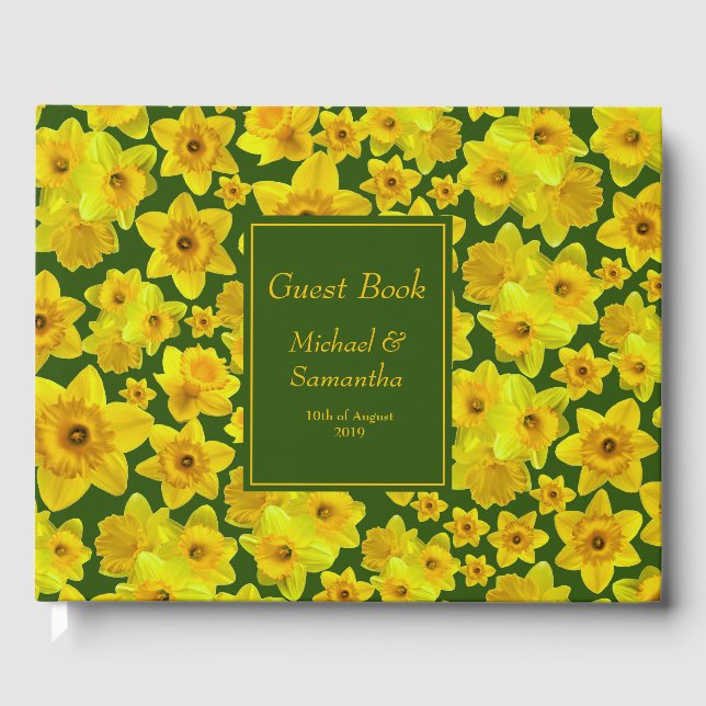 Livro De Visitas Primavera Amarelo Daffodil - Casamento (Frente)