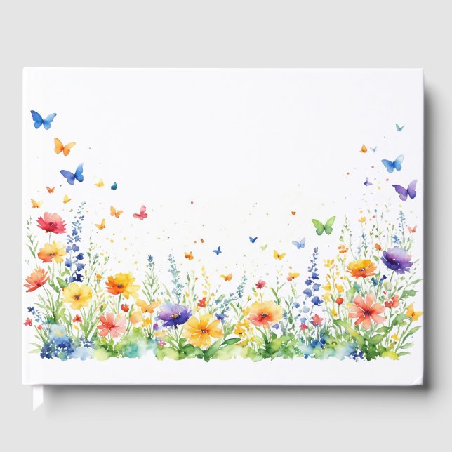 Livro De Visitas Primavera Floral Garden Butterflies Casamento (Frente)