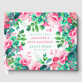 Livro De Visitas Primavera Watercolor Floral 80 Birthday Guest Book
