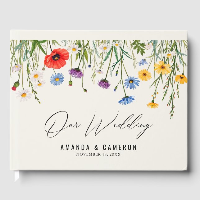 Livro De Visitas Primavera Wild Flower Meadow Wedding (Frente)