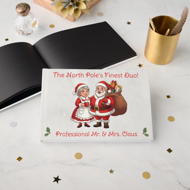 Livro De Visitas Professional Santa Business Card Mr&Mrs Claus (Frente aberta)