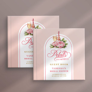 Livro de visitas prosecco com pétalas e rosa suave