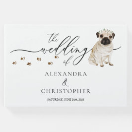 Livro De Visitas Pug cachorrinho Calliografia de Casamento
