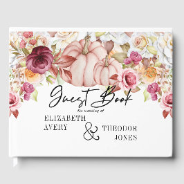 Livro De Visitas Pumpkin de Borgonha Rosa de Outono Personalizado