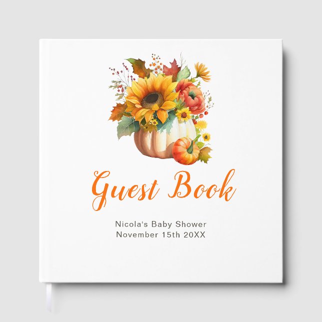 Livro De Visitas Pumpkin Flower Bouquet Baby Shower (Frente)