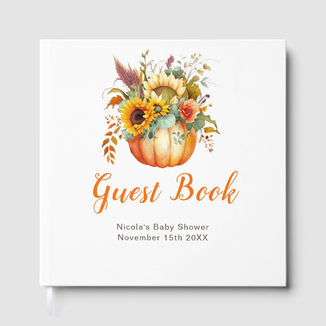 Livro De Visitas Pumpkin Flower Bouquet Baby Shower (Frente)
