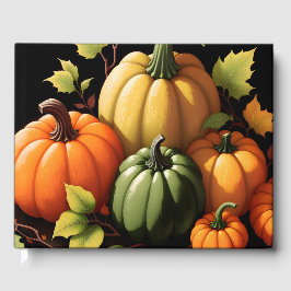 Livro De Visitas Pumpkins preto colorido Fundo