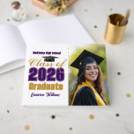 Livro De Visitas Purple Gold Class of 2026 Graduation Photo<br><div class="desc">Customize your own purple and gold high school Class of 2026 graduate photo guest book for a graduation party. Cool varsity letters for the year on a great custom commemorative gift for seniors. Classic keepsake with your student photograph.</div>