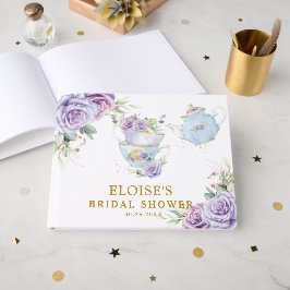 Livro De Visitas Purple Lilac Floral High Tea Party Bridal Shower 