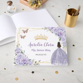 Livro De Visitas Purple Lilac Floral Sweet 15 16 Quinceanera Party