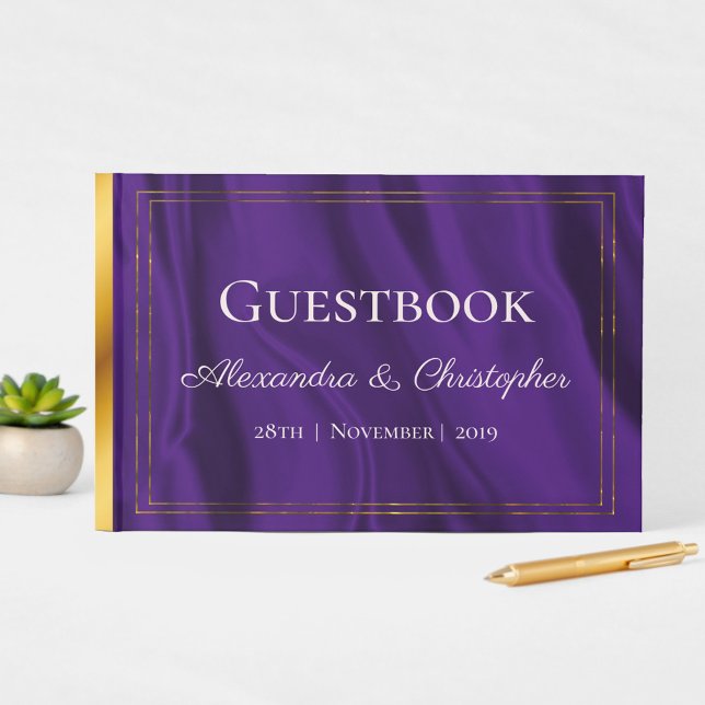 Livro De Visitas Purple Silk and Gold Wedding (Criador carregado)