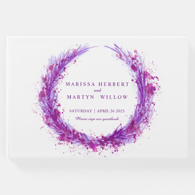 Livro De Visitas Púrpura de água púrpura púrpura pálpebra do casame (Frente)