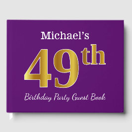 Livro De Visitas Púrpura, Faux Dourada 49ª Festa de aniversário; No