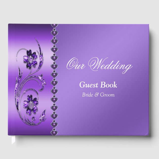 Livro De Visitas Púrpura Floral Guest Book (Frente)