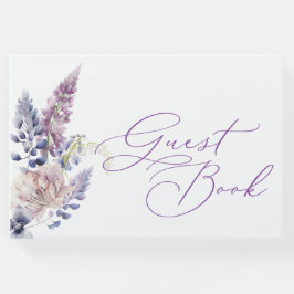 Livro De Visitas Púrpura + Lavanda Floral Guest Book